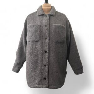 JASON MAXWELL Grey Sherpa Teddy Shacket, New!  Size 2X